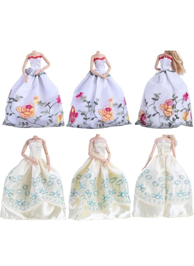 ETING 5pcs Fashion Gorgeous Princess Wedding Party Gown Dresses Clothes with Floralprint Voile all around for Girl DollRandom Pick