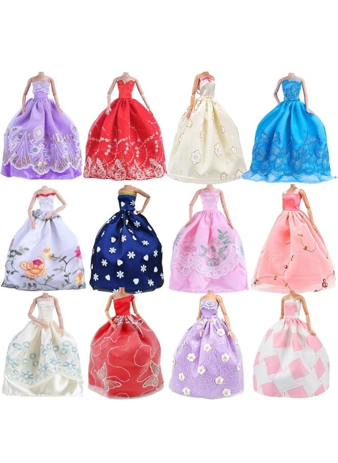ETING 5pcs Fashion Gorgeous Princess Wedding Party Gown Dresses Clothes with Floralprint Voile all around for Girl DollRandom Pick