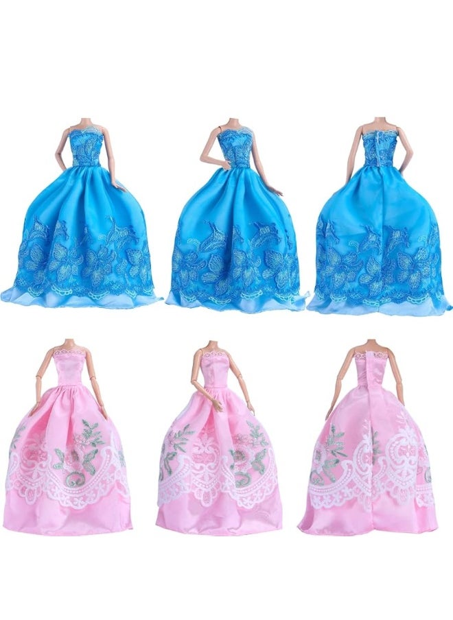 ETING 5pcs Fashion Gorgeous Princess Wedding Party Gown Dresses Clothes with Floralprint Voile all around for Girl DollRandom Pick