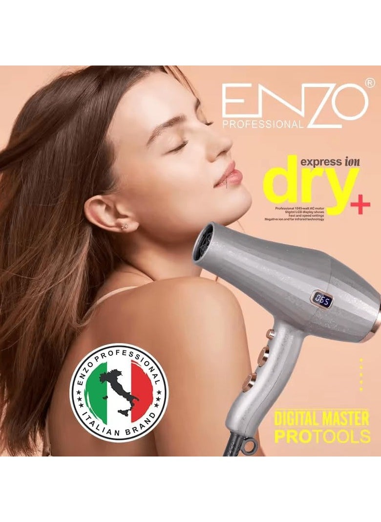 ENZO EN-6050 Fast-Drying Negative Ion Hair Dryer - Professional Salon-Quality with Multiple Heat Settings and Lightweight Design-Intl Version