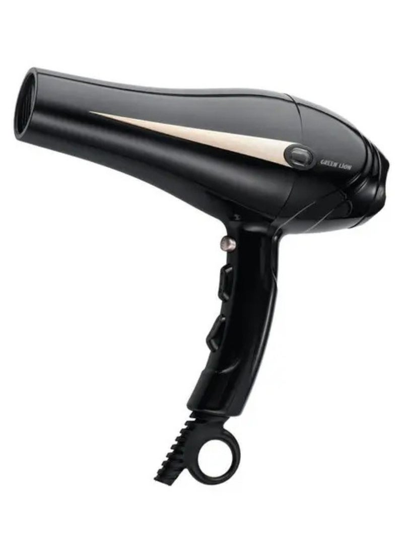 Professional Hair Dryer, 2000W Rated Power, 28-69°C Temperature, Precision Concentrator, Removable Air Inlet - Black