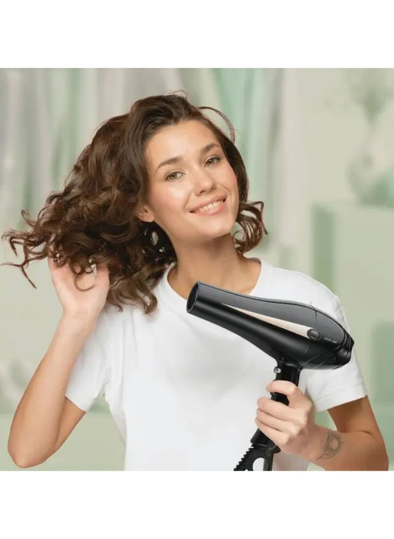 Professional Hair Dryer, 2000W Rated Power, 28-69°C Temperature, Precision Concentrator, Removable Air Inlet - Black