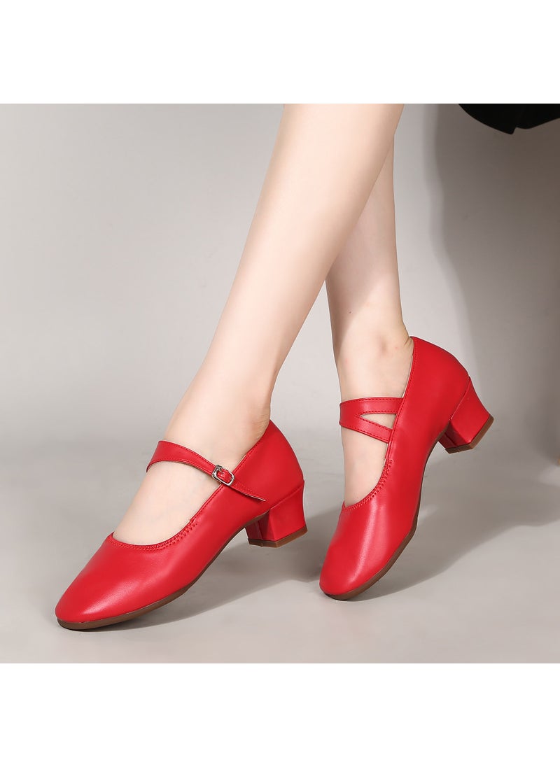 New 2024 Womens Silver Dance Shoes Soft LeatherRed Red