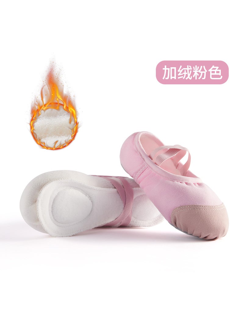 Kids Warm Ballet Shoes Soft Sole Winter Dance Pink