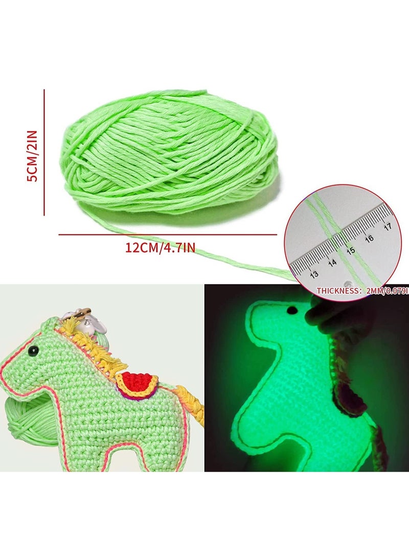 5Pcs Glow in The Dark Yarn, Luminous Yarn for Crocheting, 55 Yards Sewing Supplies, Scrubby Yarn for Beginners I Love This Yarn for Knitting,Crochet and DIY Party Supplies Fluorescent Light Green