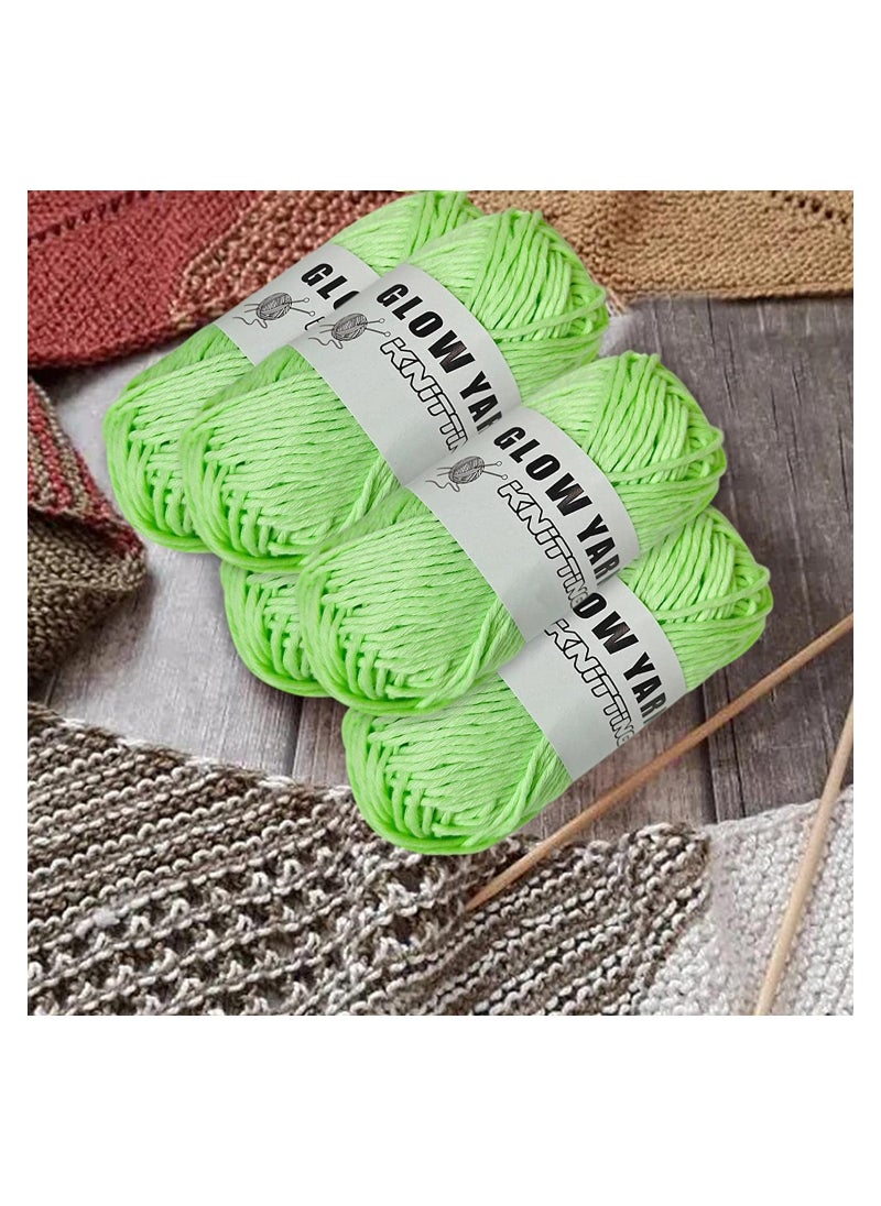 5Pcs Glow in The Dark Yarn, Luminous Yarn for Crocheting, 55 Yards Sewing Supplies, Scrubby Yarn for Beginners I Love This Yarn for Knitting,Crochet and DIY Party Supplies Fluorescent Light Green