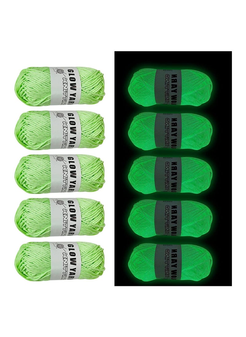 5Pcs Glow in The Dark Yarn, Luminous Yarn for Crocheting, 55 Yards Sewing Supplies, Scrubby Yarn for Beginners I Love This Yarn for Knitting,Crochet and DIY Party Supplies Fluorescent Light Green