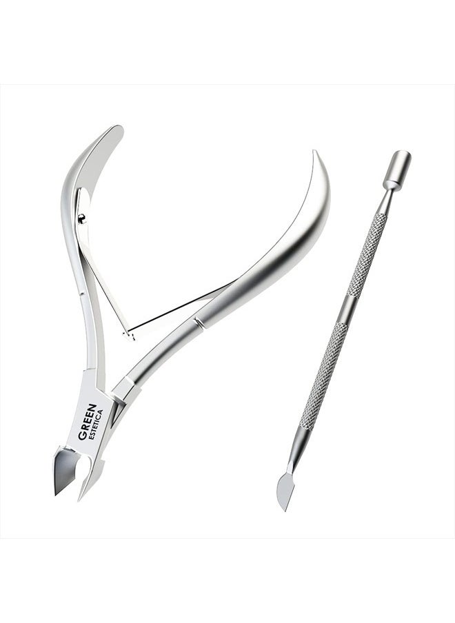 Professional Cuticle Trimmer Nail Cuticle Cutter Stainless Steel Cuticle Nippers with Sharp Blades of Cuticle Clippers Manicure Tools with Double Spring for Nail Care Pedicure Nail Tools (Silver)