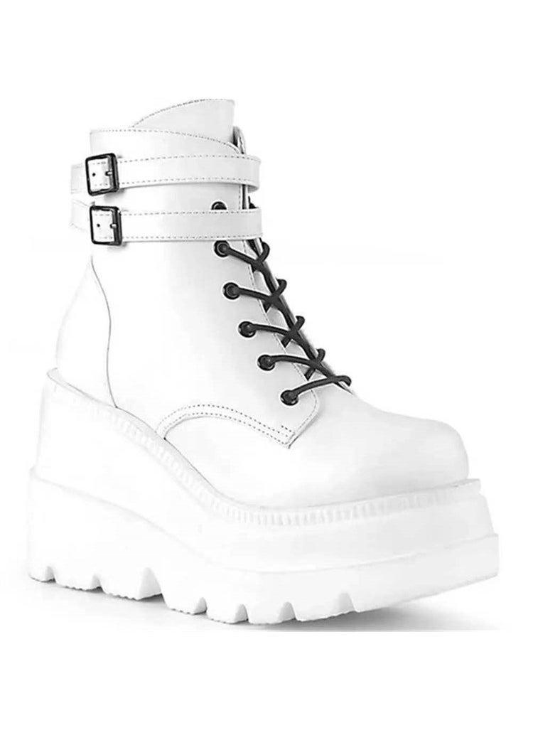 Luminous Belt Buckle Martin Boots Women Fall/WinterWhite White