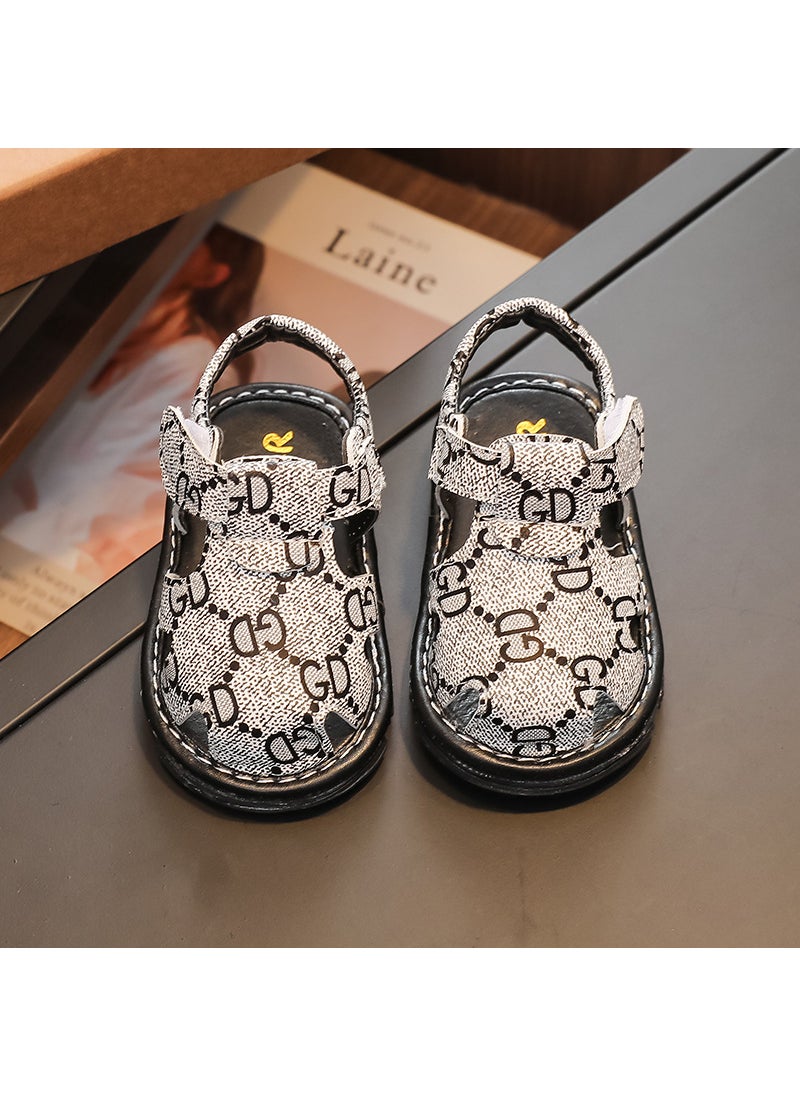 Baby Summer Sandals Breathable Soft Sole Fashion LEDE56 gray non-flashing light E56 gray non-flashing light