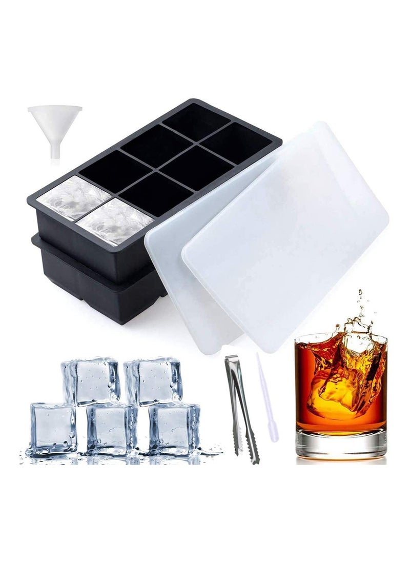 Ice Cube Trays, Black Silicone 2 Giant Ice Ball Cube Maker Use for Kids with Candy Pudding Jelly Milk Juice Chocolate Mold or c o c ktails Whiskey Particles