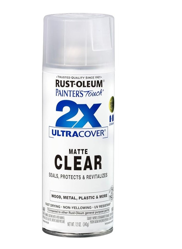 Rust-Oleum 2X Ultra Cover Clear Matte - 12oz, Spray Paint, Durable, Smooth Finish