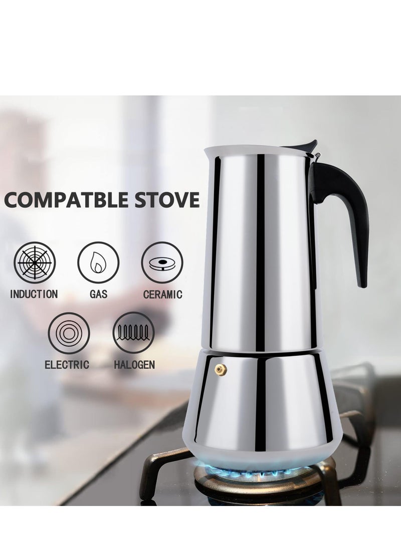 Stovetop Espresso Maker, 12cup Coffee Maker Moka Pot, Stainless Steel Classic Espresso Moka Pot, for Induction Stoves,Gas Stove(600ml)