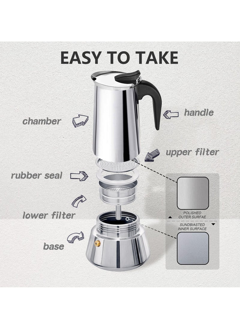 Stovetop Espresso Maker, 12cup Coffee Maker Moka Pot, Stainless Steel Classic Espresso Moka Pot, for Induction Stoves,Gas Stove(600ml)