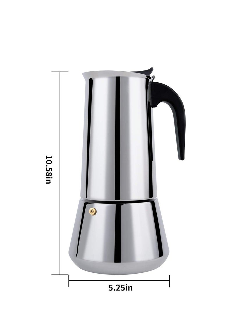 Stovetop Espresso Maker, 12cup Coffee Maker Moka Pot, Stainless Steel Classic Espresso Moka Pot, for Induction Stoves,Gas Stove(600ml)