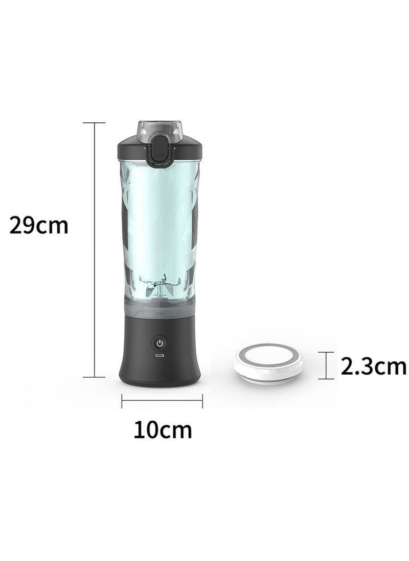 600ML Portable Smoothie Blender, Mini Smoothie Mixer, with 6 Stainless Steel Blades, Portable USB Rechargeable Bottle Blender, for Smoothies, Juices and Shakes