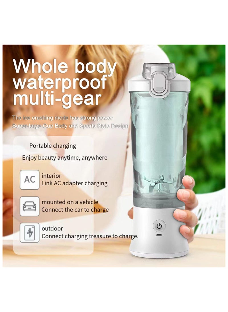 600ML Portable Smoothie Blender, Mini Smoothie Mixer, with 6 Stainless Steel Blades, Portable USB Rechargeable Bottle Blender, for Smoothies, Juices and Shakes