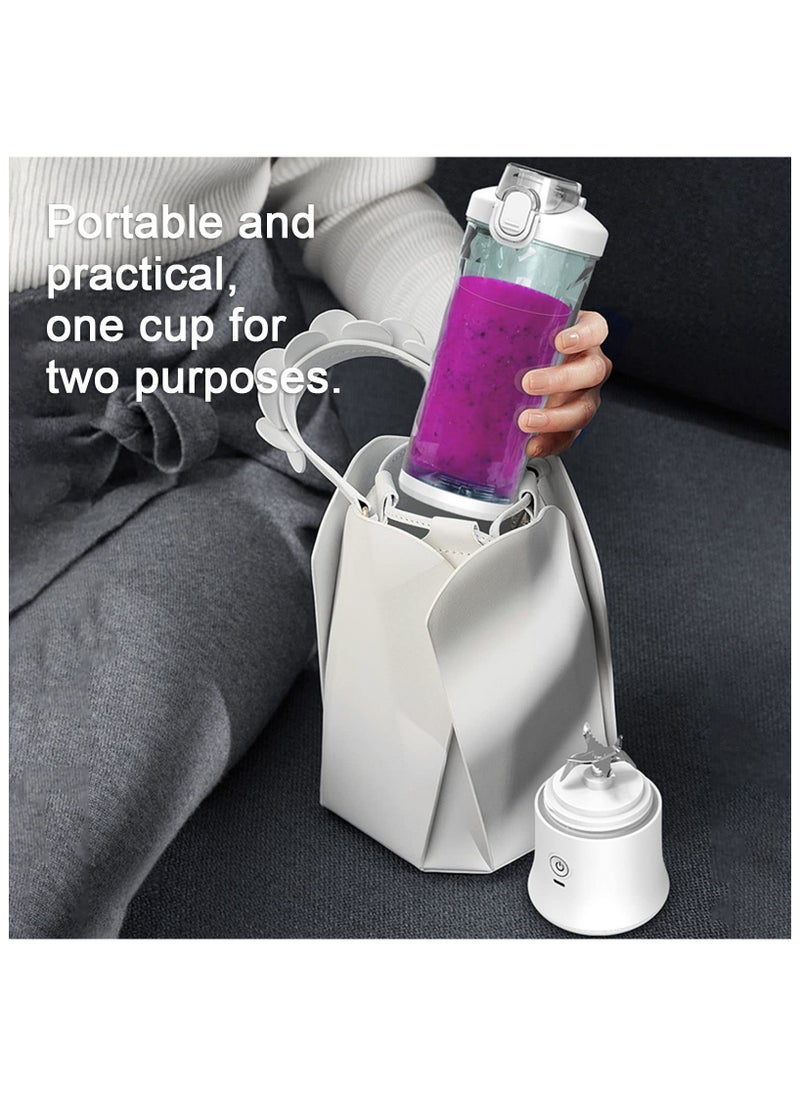 600ML Portable Smoothie Blender, Mini Smoothie Mixer, with 6 Stainless Steel Blades, Portable USB Rechargeable Bottle Blender, for Smoothies, Juices and Shakes