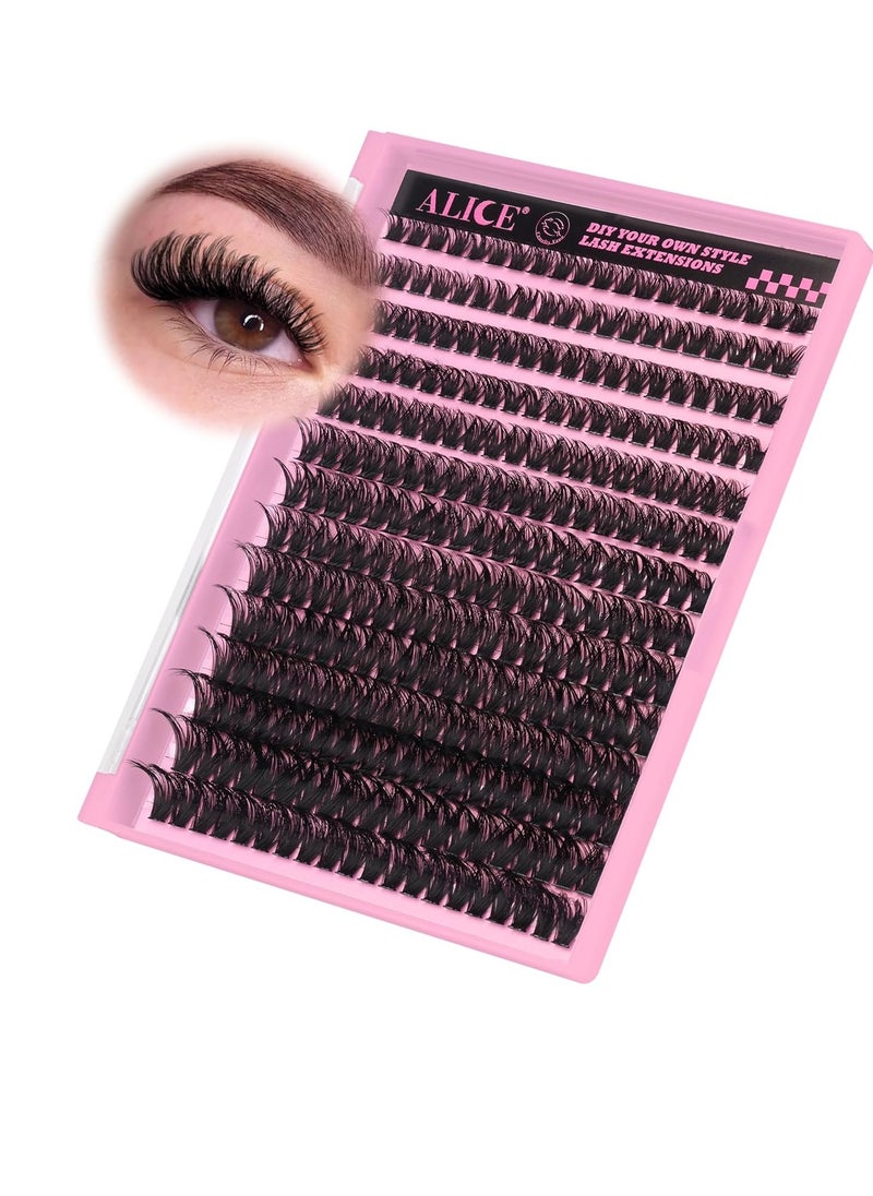 280Pcs Wispy Individual Lashes DIY Eyelash Extensions 8-16MM Fluffy D Curl Lash Extensions Lash Clusters 80D Cluster Eyelashes DIY at Home by ALICE