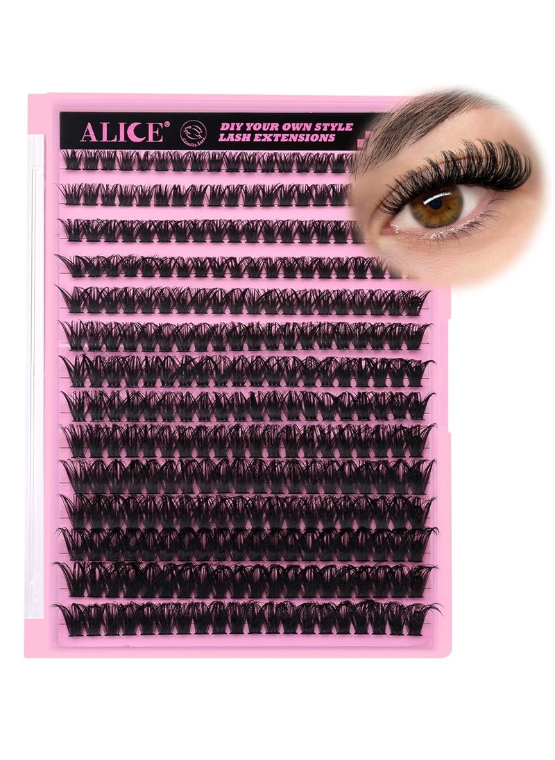 280Pcs Wispy Individual Lashes DIY Eyelash Extensions 8-16MM Fluffy D Curl Lash Extensions Lash Clusters 80D Cluster Eyelashes DIY at Home by ALICE