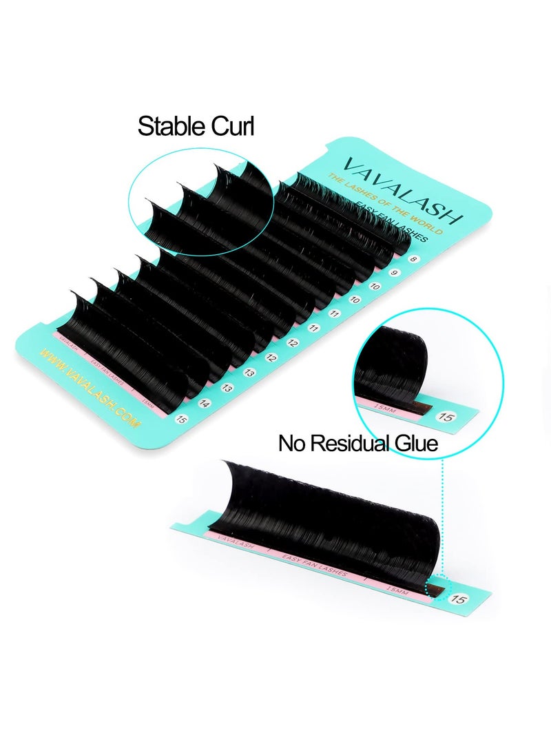 Eyelash Extension Supplies D Curl 0.07 Rapid Volume Lash Extensions Easy Fan 3D 4D 5D 6D 7D 10D Automatic Blooming Flower Lashes Self Fanning Russian Individual （D-0.07,8-15mm）