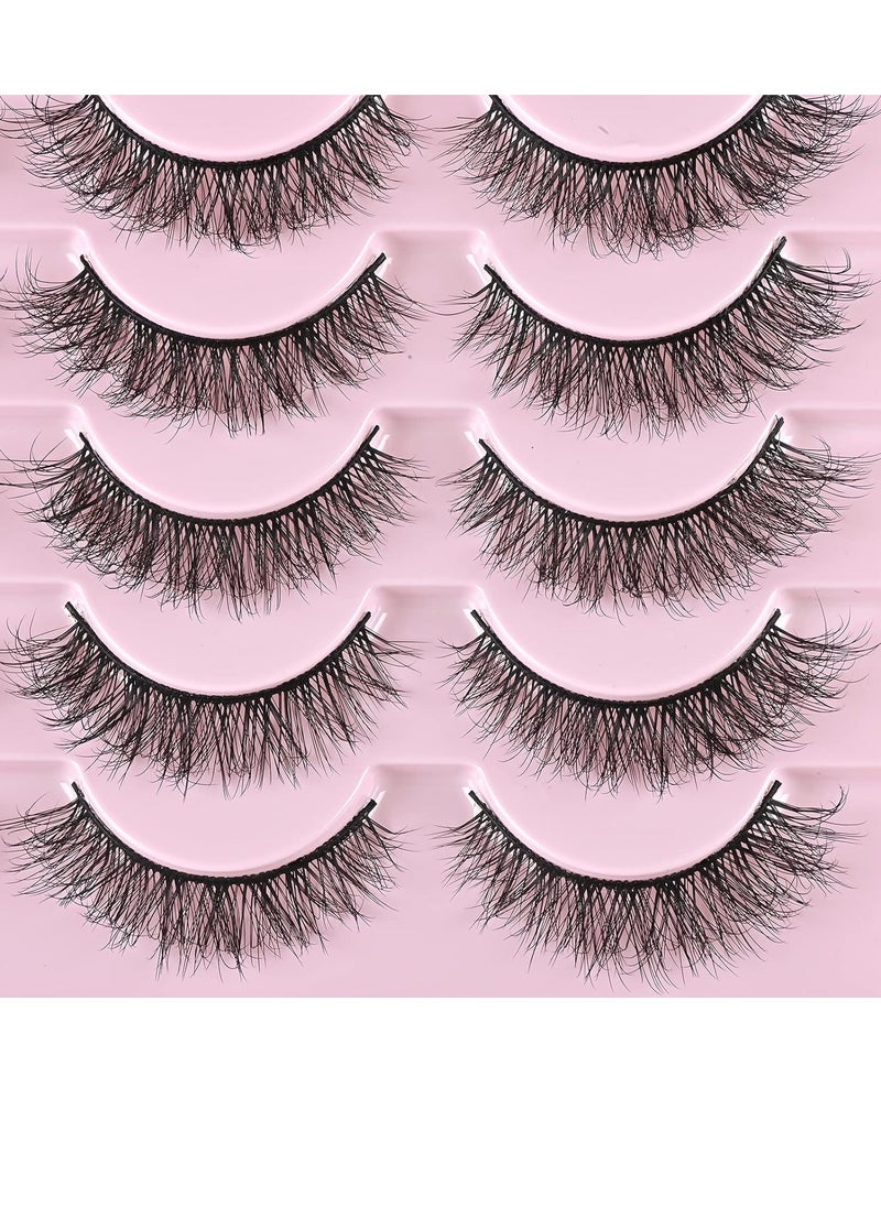 FARRED Natural Lashes Short Eyelashes Wispy False Mink Lash Pack 14 Pair Natural Look Fluffy Cat Eye Strip Eyelash Small Fake Lashes Full Pestañas Sets for MUA and Beginners Daily Makeup (F1 | 8-14mm)