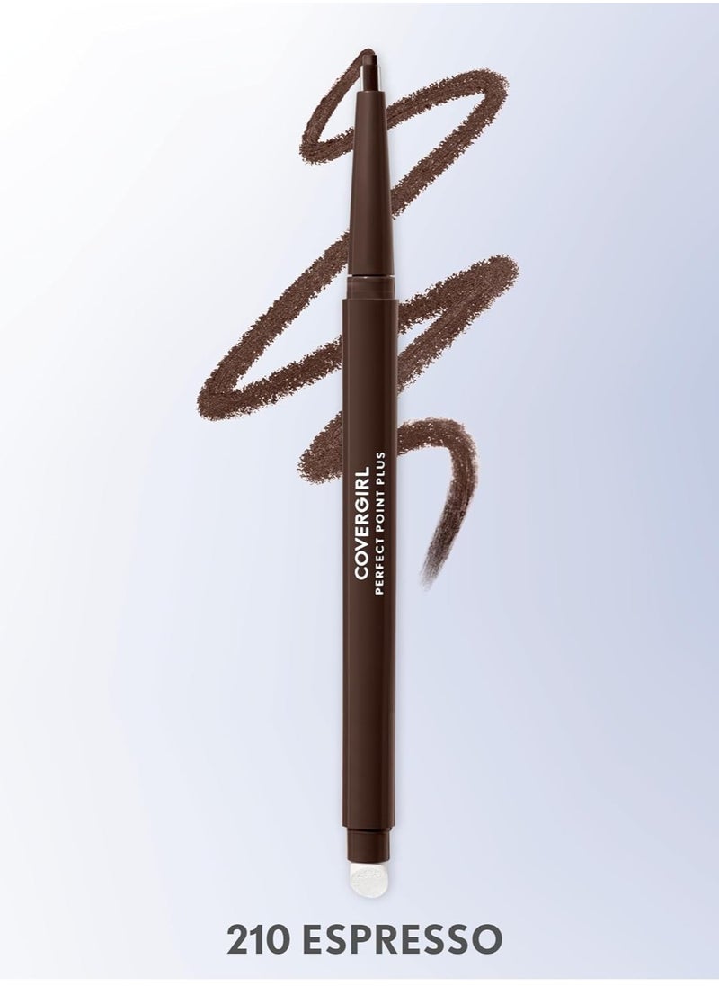 CoverGirl Perfect Point Plus Eyeliner Pencil, Espresso, Long-Lasting, Versatile Brown Eyeliner, Soft Smudging Tip, No Sharpening Needed, Pack of 1