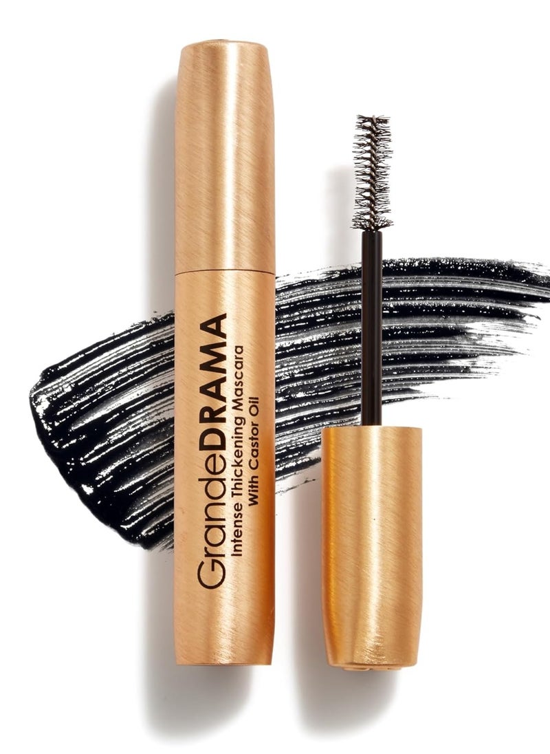 Grande Cosmetics GrandeDRAMA Intense Thickening Mascara with Castor Oil, Volumizing, Conditioning, Buildable Formula