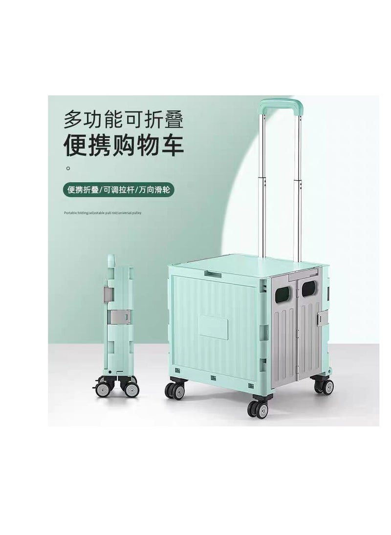 Fanboxk Foldable Utility Cart,Folding Portable Rolling Crate Handcart with Lid,Collapsible Aluminium Alloy Telescoping Handles,8 Wheels for Travel Shopping Climbing Stairs Moving Storage Office Use
