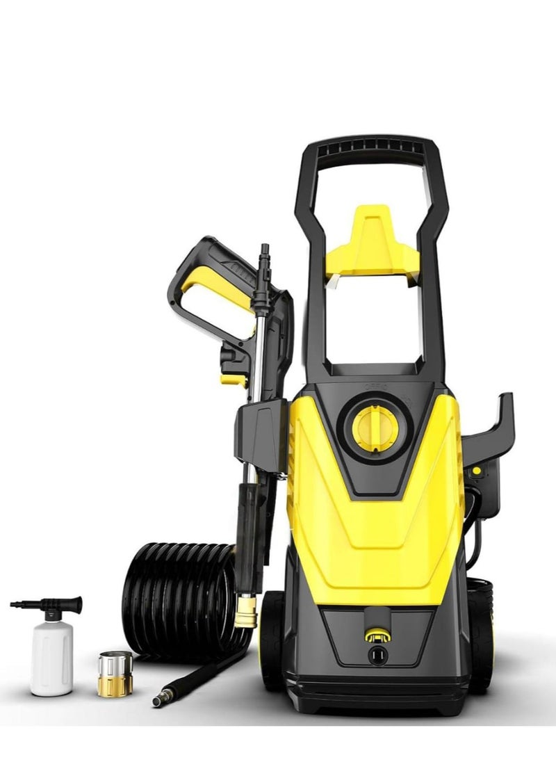 High-Pressure Washer 135 Bar with 5.5L/Min Max Flow Rate | Auto Stop Function, 5m High-Pressure PVC Hose, Wheels for Easy Mobility | Powerful Cleaning for Home, Car & Outdoor Use