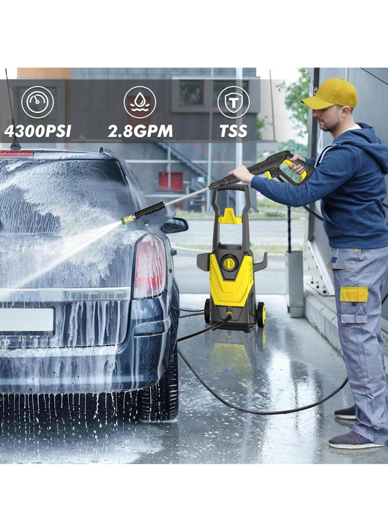 High-Pressure Washer 135 Bar with 5.5L/Min Max Flow Rate | Auto Stop Function, 5m High-Pressure PVC Hose, Wheels for Easy Mobility | Powerful Cleaning for Home, Car & Outdoor Use