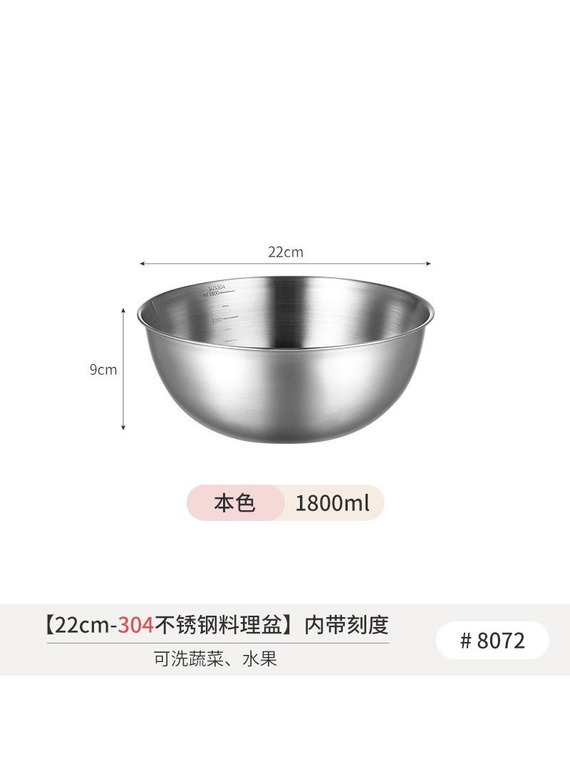 Japanese Stainless Steel Mixing Bowl 304Steel color-22cm Steel color-22cm