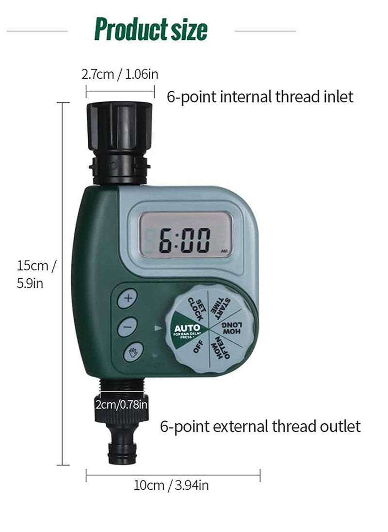 1pcs 62061Z Single Outlet Hose Watering Time, Automatic Water Timer Outdoor Garden Irrigation Controller, Garden Automatic Watering Device, without Battery, Green