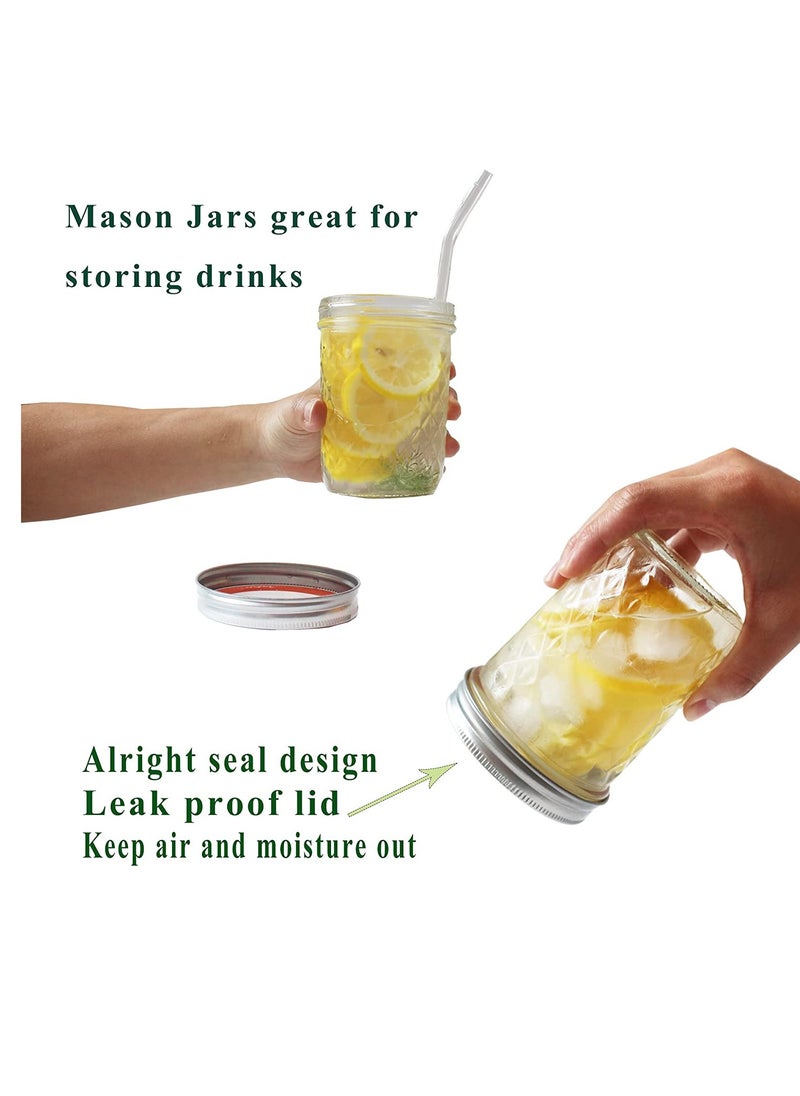 Ma son Jars, Canning Jars Jelly Jars With Lids, Ideal for Jam, Honey, Wedding Favors, Shower Favors, for Canning, Preserving, Meal Prep 12, Diamond, 12, Ma son Jars