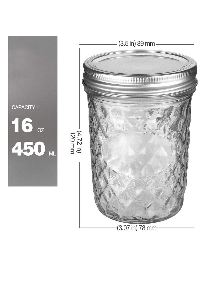 Ma son Jars, Canning Jars Jelly Jars With Lids, Ideal for Jam, Honey, Wedding Favors, Shower Favors, for Canning, Preserving, Meal Prep 12, Diamond, 12, Ma son Jars