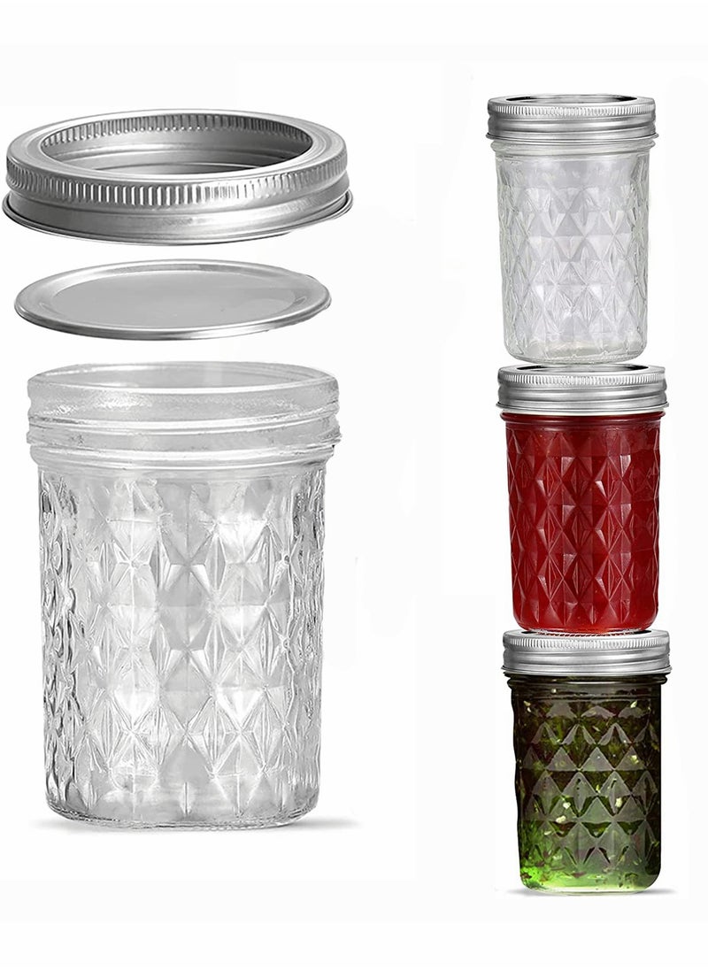 Ma son Jars, Canning Jars Jelly Jars With Lids, Ideal for Jam, Honey, Wedding Favors, Shower Favors, for Canning, Preserving, Meal Prep 12, Diamond, 12, Ma son Jars