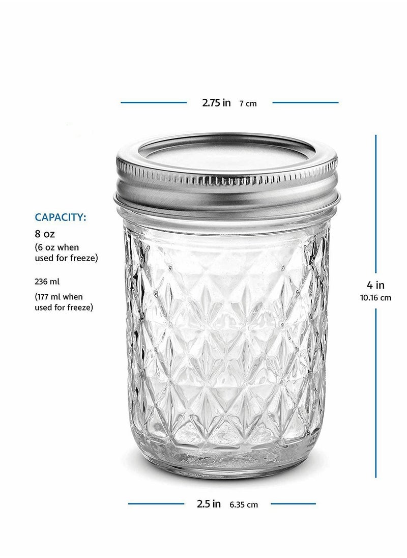 Ma son Jars, Canning Jars Jelly Jars With Lids, Ideal for Jam, Honey, Wedding Favors, Shower Favors, for Canning, Preserving, Meal Prep 12, Diamond, 12, Ma son Jars