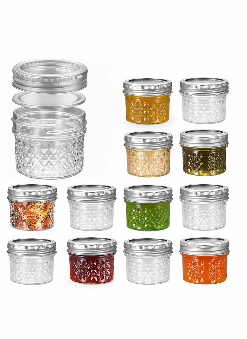 Ma son Jars, Canning Jars Jelly Jars With Lids, Ideal for Jam, Honey, Wedding Favors, Shower Favors, for Canning, Preserving, Meal Prep 12, Diamond, 12, Ma son Jars