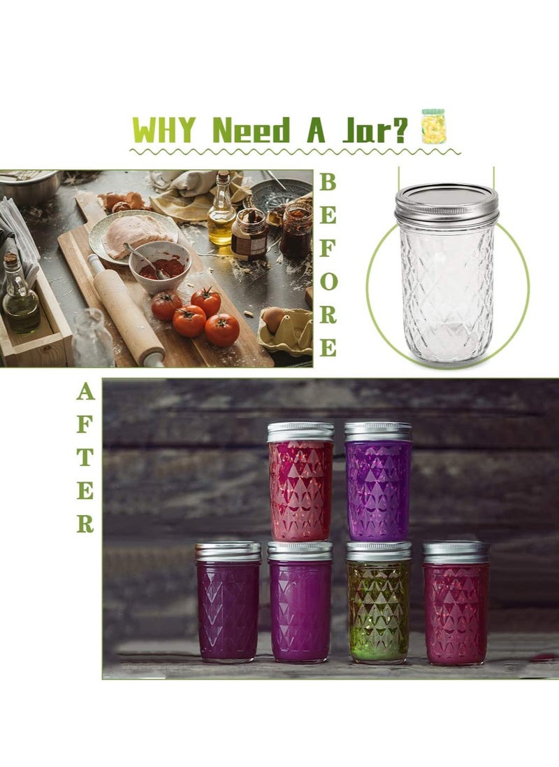 Ma son Jars, Canning Jars Jelly Jars With Lids, Ideal for Jam, Honey, Wedding Favors, Shower Favors, for Canning, Preserving, Meal Prep 12, Diamond, 12, Ma son Jars