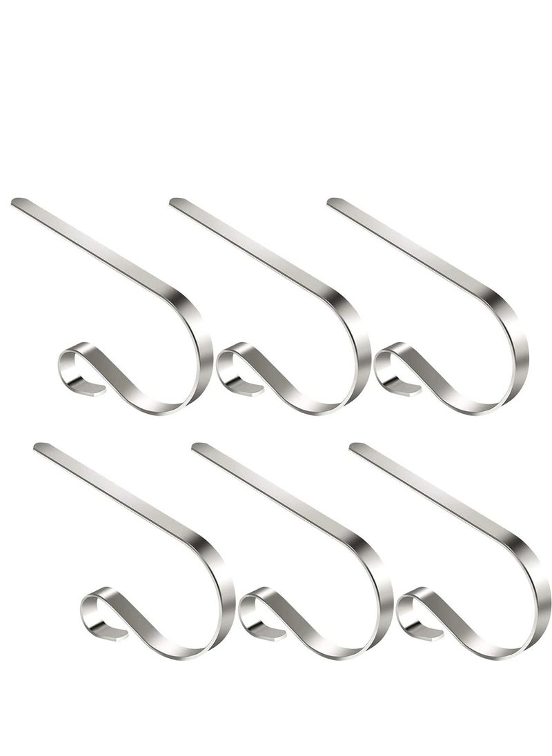 6 Pack Hooks Metal, Stocking Holders, Non-Slip Hanger for Clothes Sock Pants Handbag Hanging Clips for Tree Fireplace Party Decoration Supplies