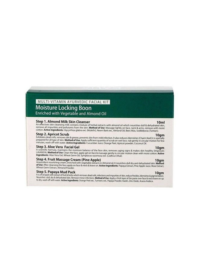 Organic Multivitamin Ayurvedic Facial Kit For Remove Dead Cells Moisture Locking Boon Enriched With Vegetable & Almond Oil ; Men & Women Suitable For All Skin Type (Set Of 5) 50 Gm