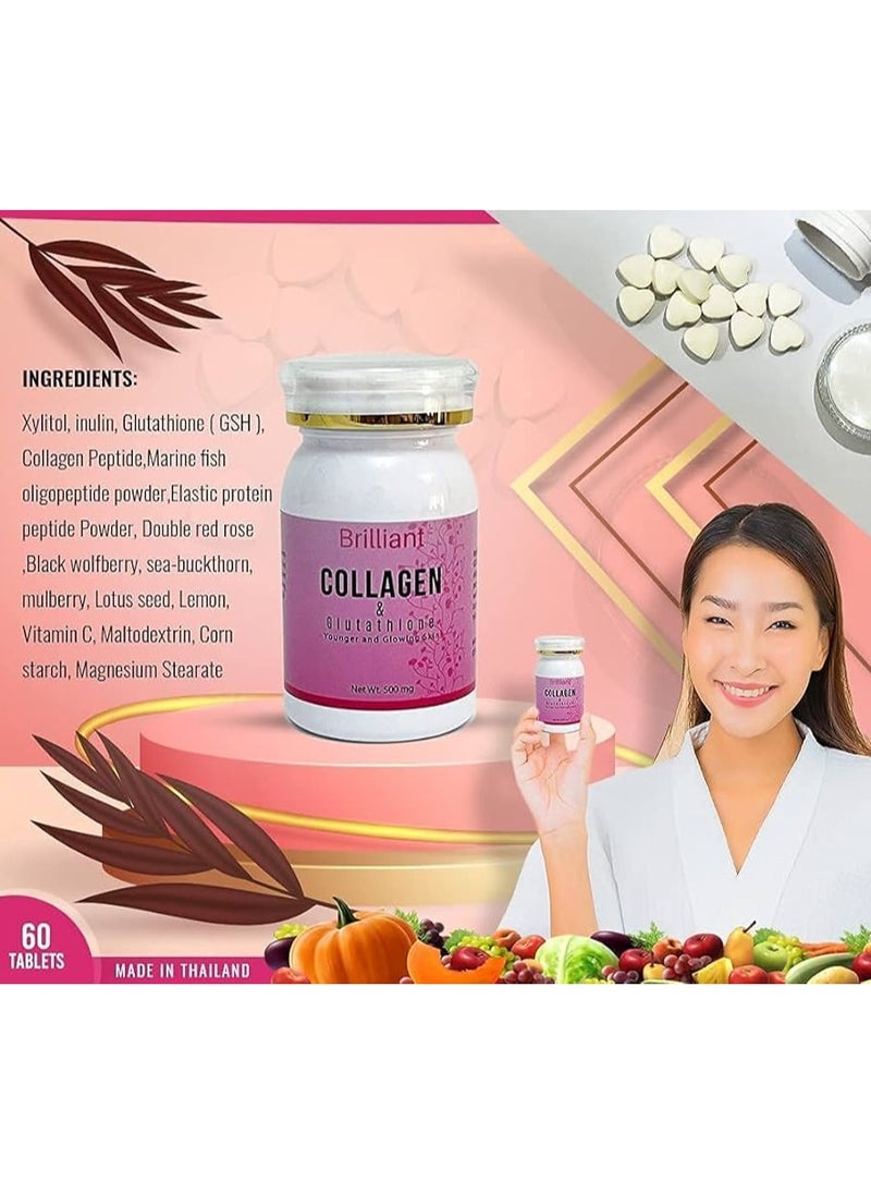 Brilliant Collagen & Glutathione for Younger and Glowing Skin, 60 Tablets