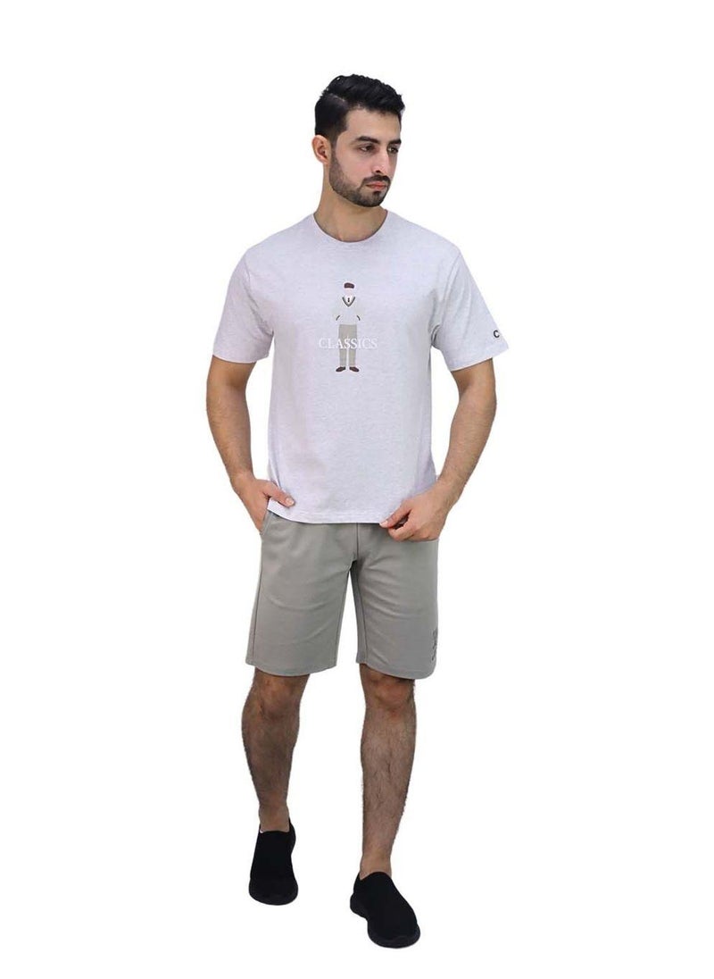 Men's Crew Neck Short Sleeve Relaxed Fit Classic Logo Print Tee