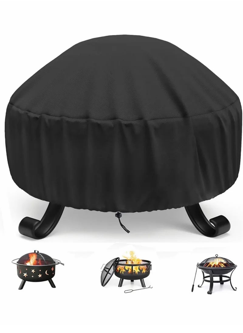 Fire Pit Cover Round for 56-86 cm, 420D Heavy Duty Outdoor Full Coverage Patio Fireplace Cover, Waterproof, Dustproof and Anti UV, Fit All Seasons(80 x 40cm, Black)