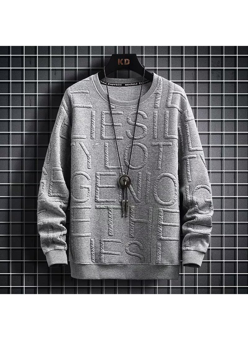 Mens Casual Sweatshirt Spring Autumn 2023 New Grey