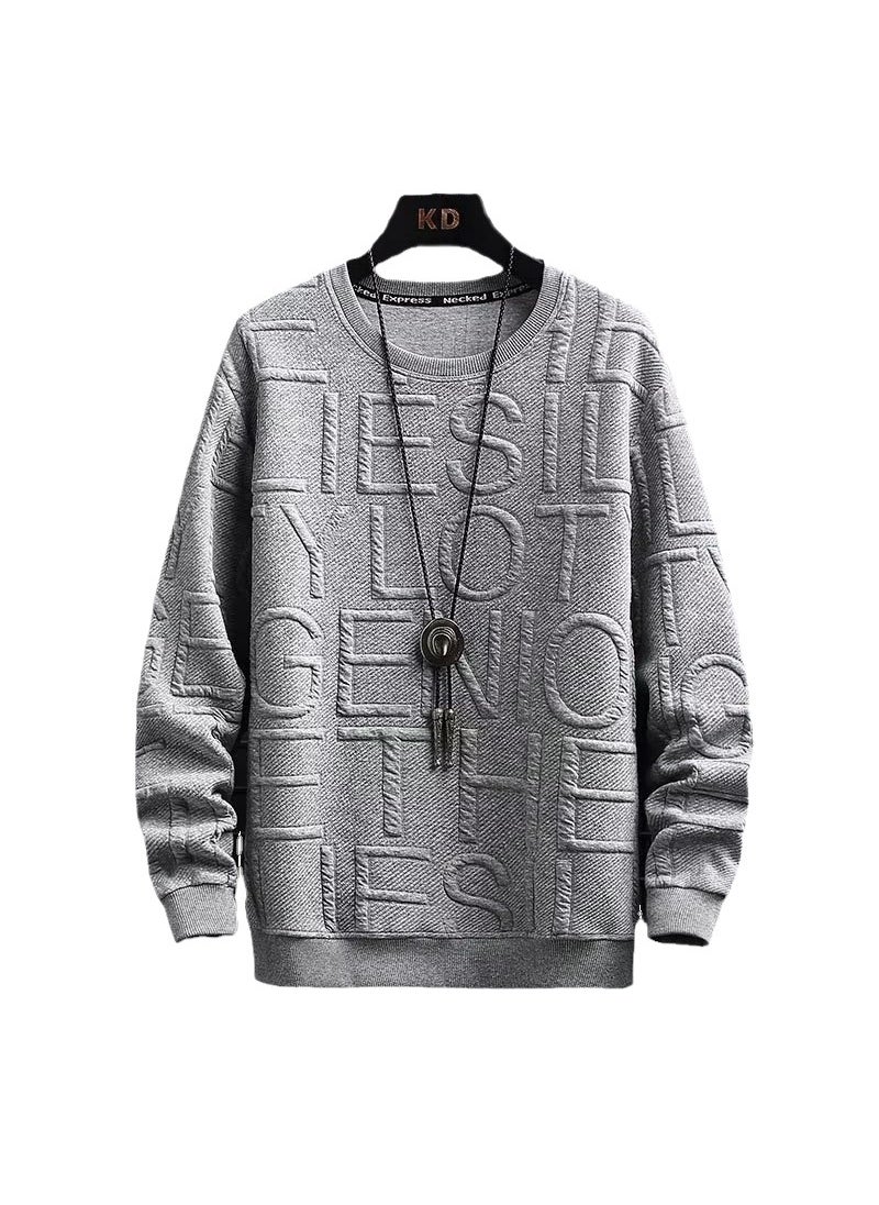 Mens Casual Sweatshirt Spring Autumn 2023 New Grey