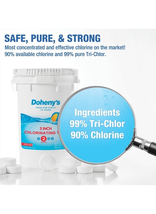 3 Inch Stabilized Chlorine Tablets | Pro-Grade Pool Sanitizer, Long Lasting, Slow Dissolving, 99% Pure Tri-Chlor, Individually Wrapped - 8lb