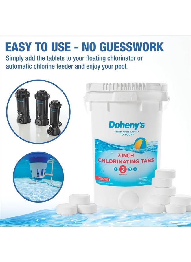 3 Inch Stabilized Chlorine Tablets | Pro-Grade Pool Sanitizer, Long Lasting, Slow Dissolving, 99% Pure Tri-Chlor, Individually Wrapped - 8lb