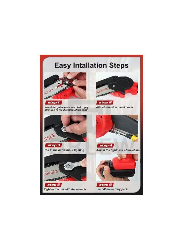 One Hand Electric Mini Chainsaw Cordless 6 Inch Small Chain Saw With 21V Rechargeable Battery Portable Cutting Tool For Tree Branch Trimming Wood Gardening