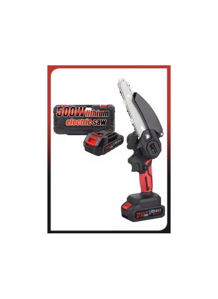 One Hand Electric Mini Chainsaw Cordless 6 Inch Small Chain Saw With 21V Rechargeable Battery Portable Cutting Tool For Tree Branch Trimming Wood Gardening